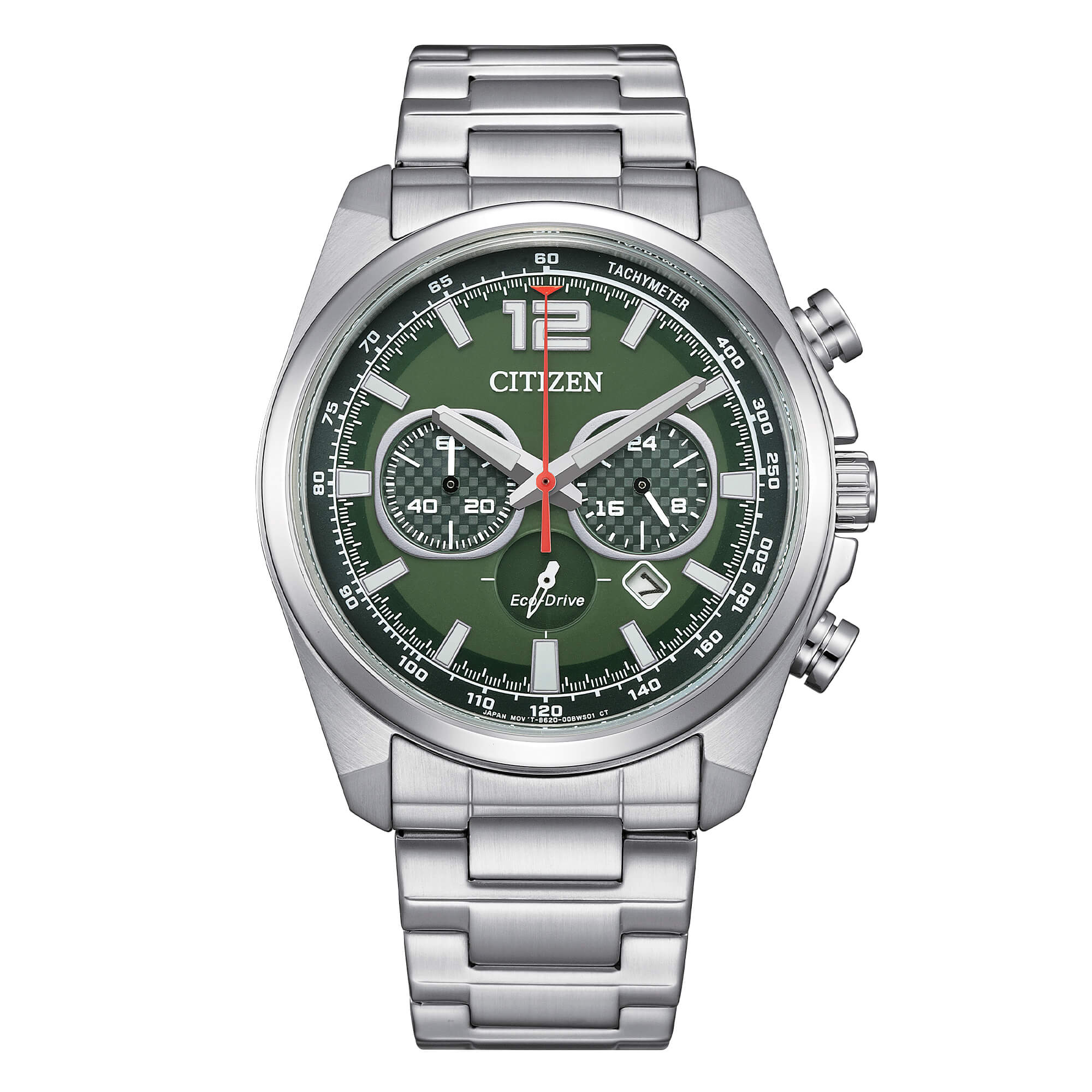 Orologio Uomo Citizen Verde Pilot Eco-Drive Cronografo Acciaio Data CA4640-50X