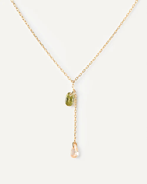 Collana Donna PDPaola Argento Dorato 925 Zircone Verde Rosa CO01-863-U