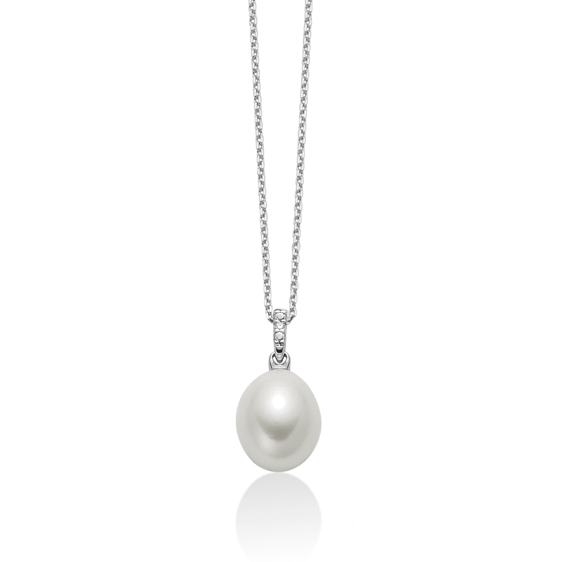 Collana Donna Miluna Girocollo Oro Bianco 375 Perla Goccia 8,5-9 mm Diamanti PCL5830X