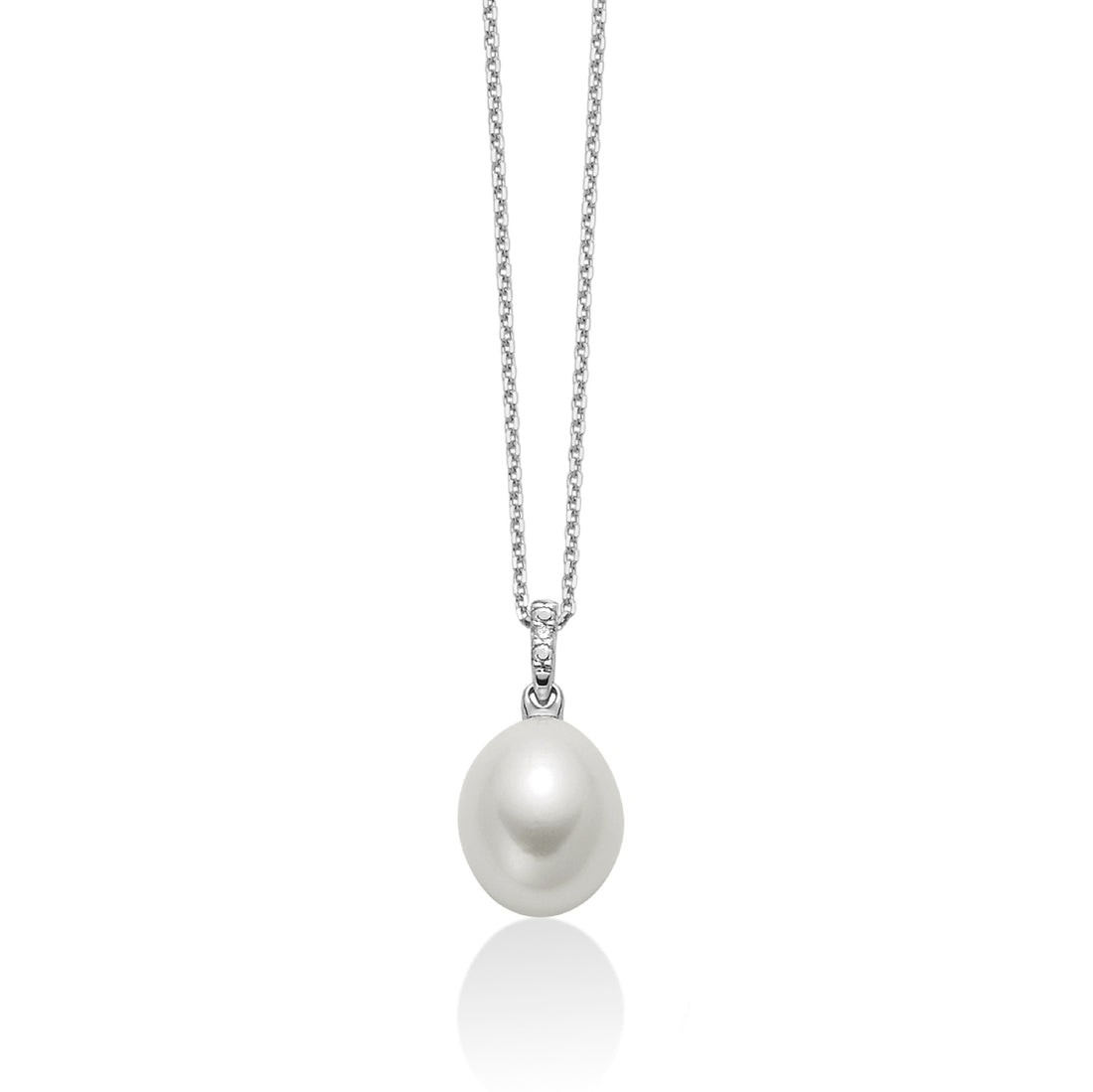 Collana Donna Miluna Girocollo Oro Bianco 375 Perla Goccia 8,5-9 mm Diamanti PCL5830X