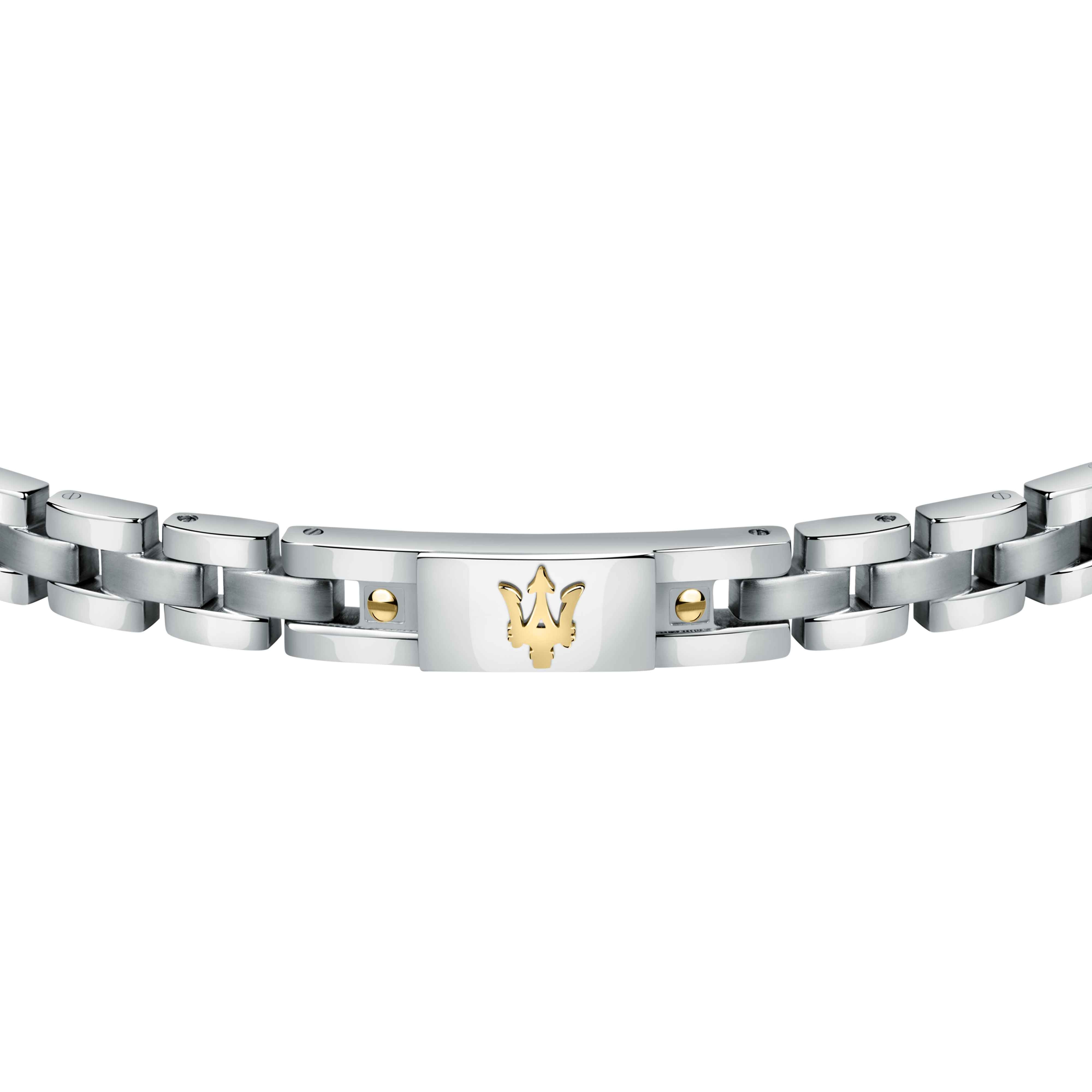 Bracciale Uomo Maserati Acciaio Bicolore Viti Dorate Logo Tridente JM420ATH05