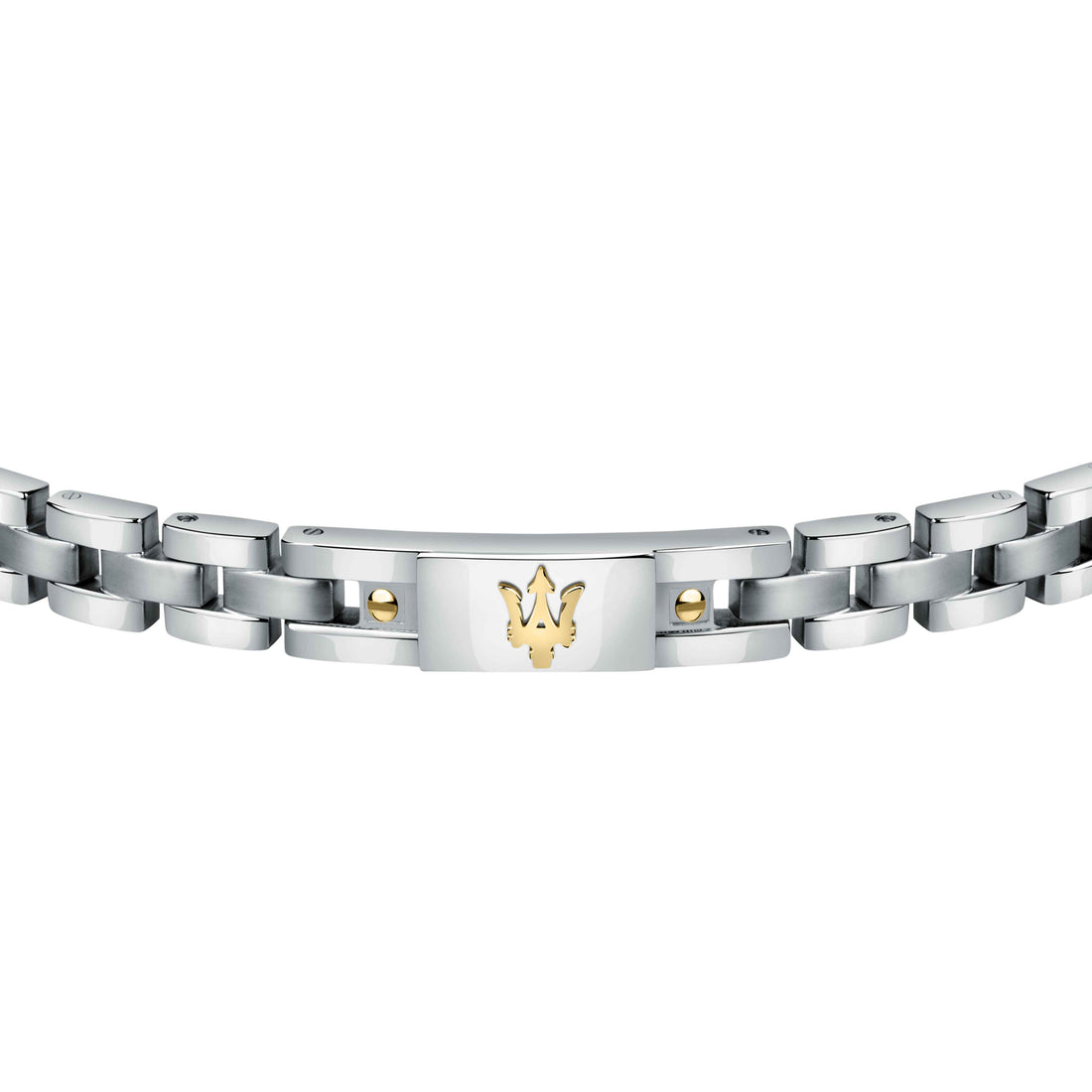 Bracciale Uomo Maserati Acciaio Bicolore Viti Dorate Logo Tridente JM420ATH05