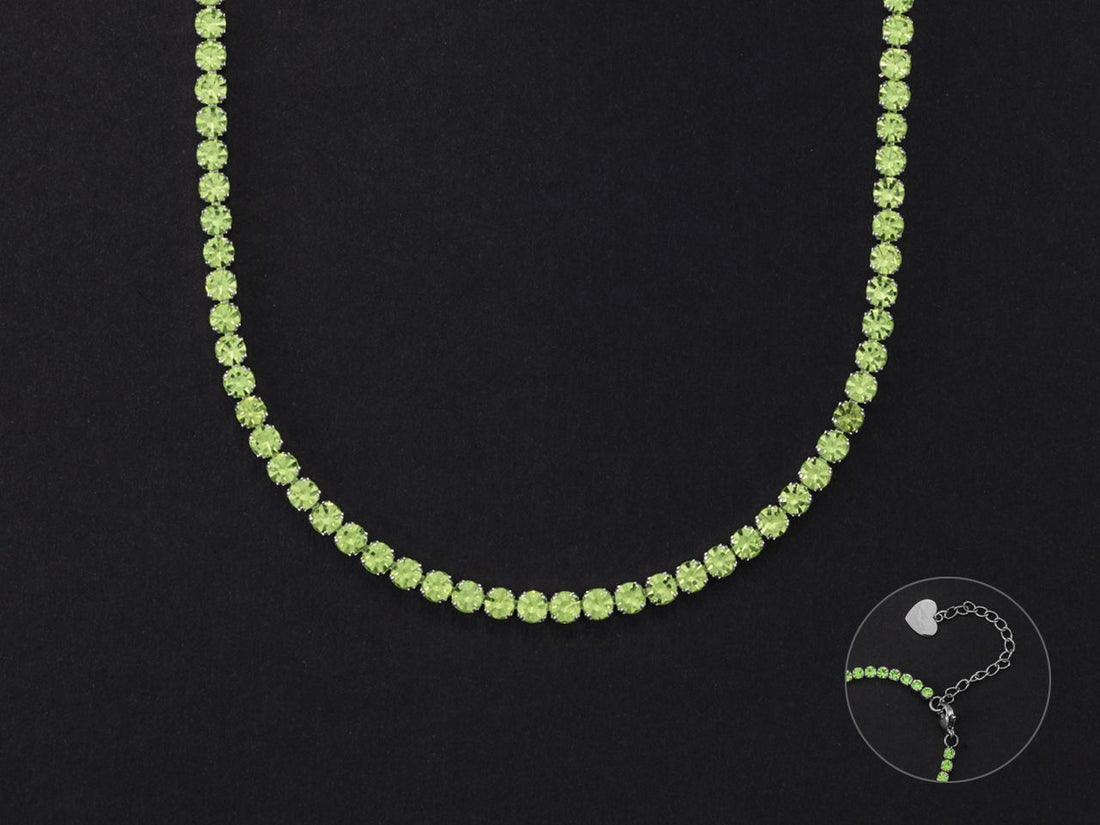 Collana Donna 4US Cesare Paciotti Acciaio Dorato Tennis Zirconi Verdi 3 mm 4UCL5470W