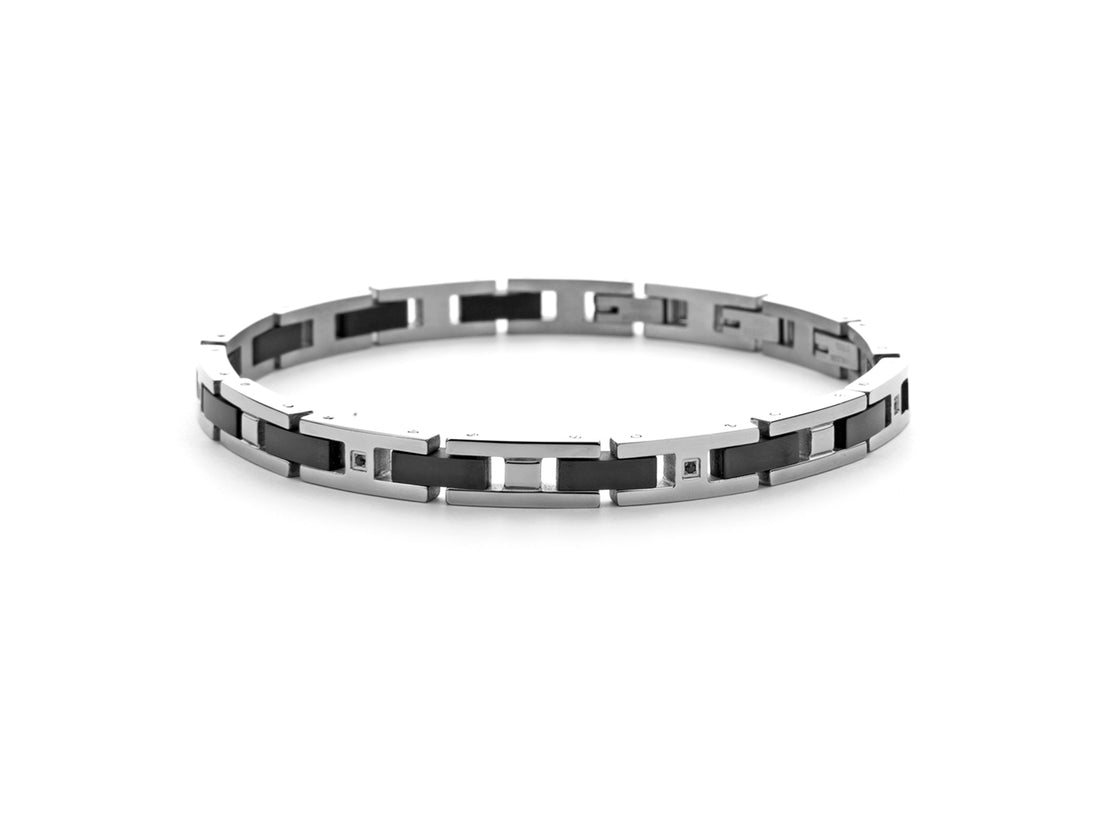 Bracciale Uomo 4US Cesare Paciotti Acciao Zirconi Neri 4UBR5981