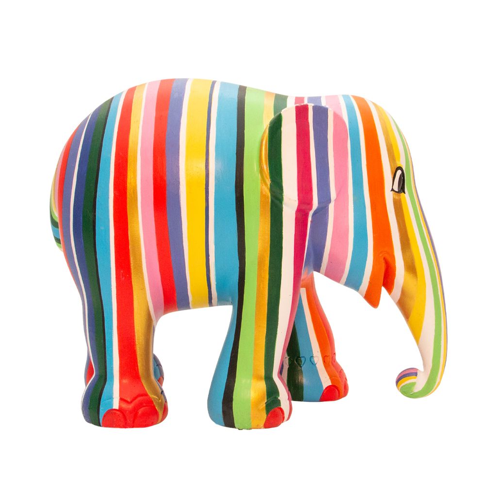 Scultura Elefante Onlylux Ms Stripey 15 cm Resina Dipinto A Mano 8858831261389