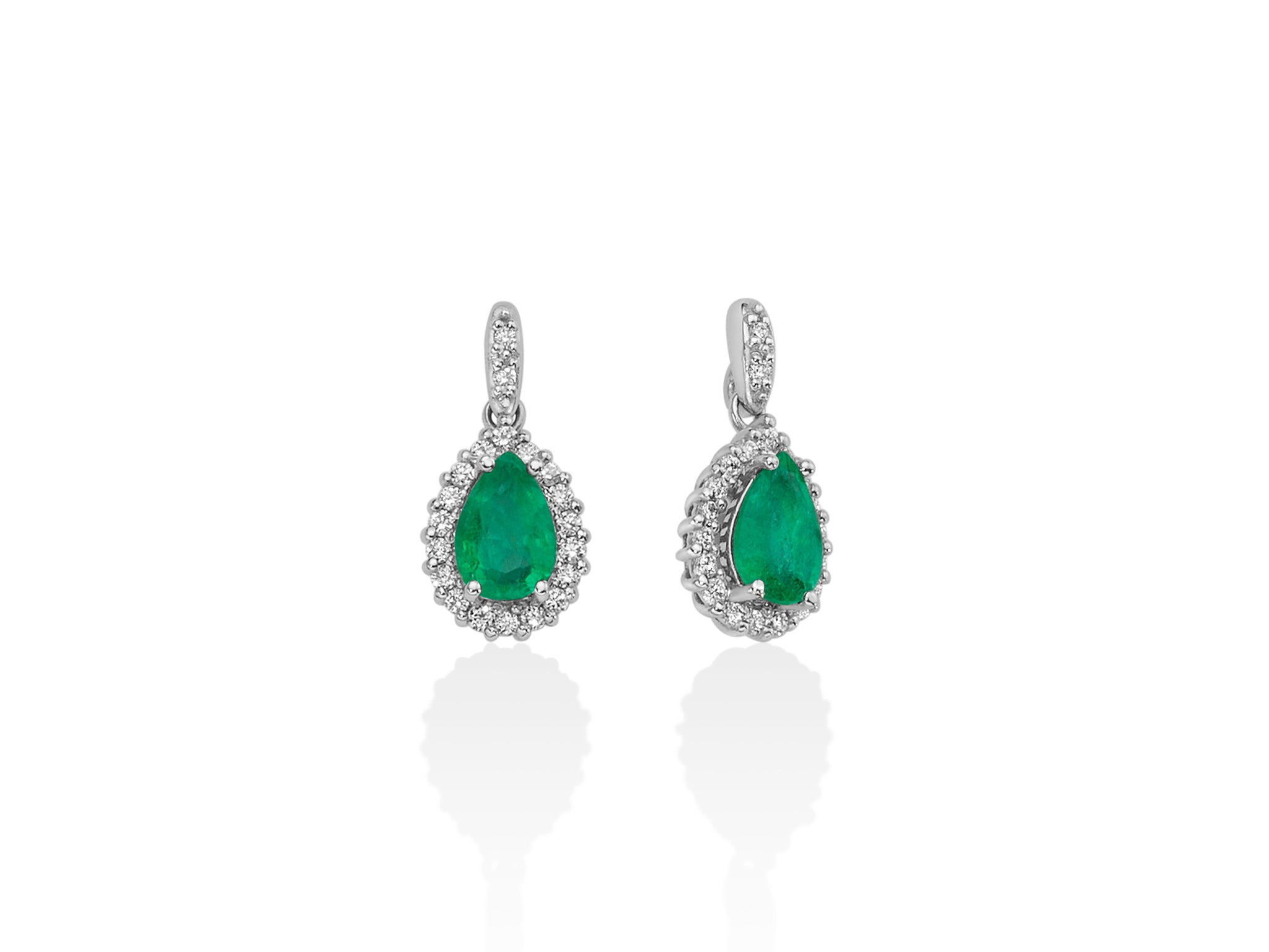 Orecchini Donna Miluna Oro Bianco 18 KT Diamanti Smeraldo Verde ERD2626