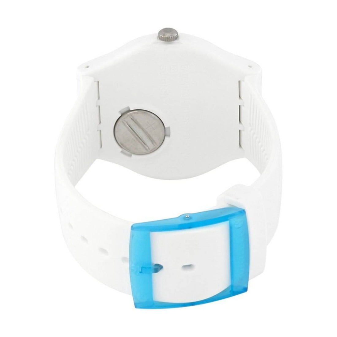 Orologio Uomo Gomma Plastica Swatch Solo Tempo Quarzo Bianco Azzurro Suow163