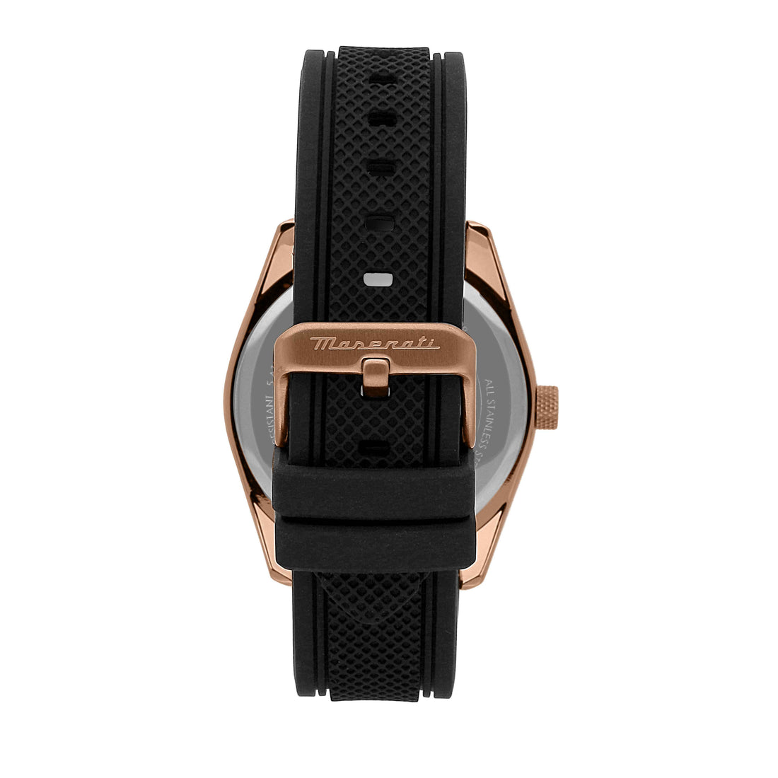 Orologio Uomo Maserati Acciaio Rosè Gomma Quarzo Solo Tempo Data Nero R8851151002