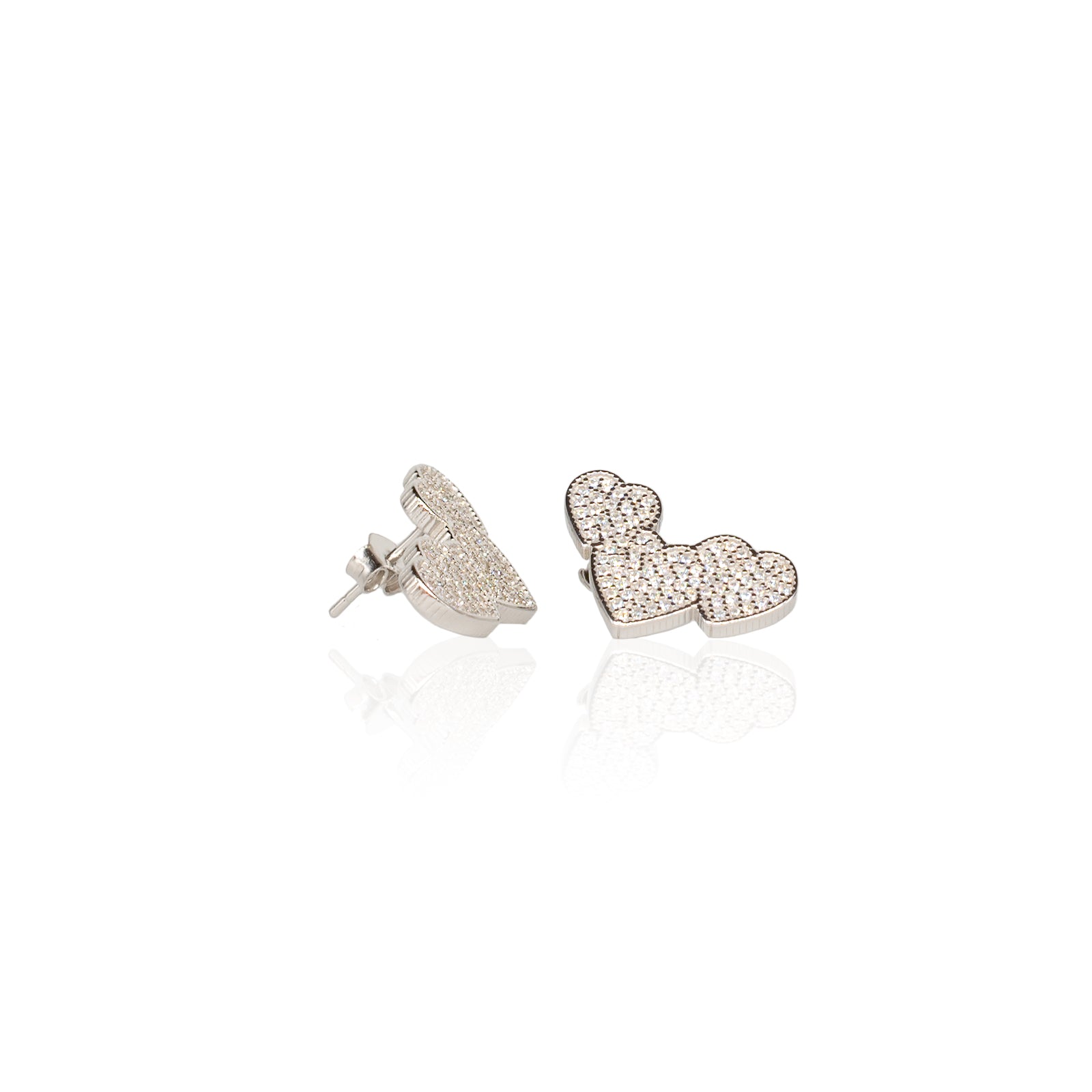 Orecchini Donna Re Mida Argento 925 A Lobo Cuori Con Zirconi Bianchi O025