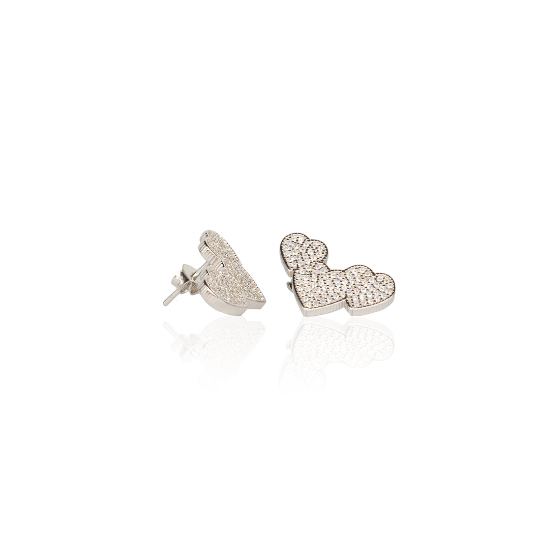 Orecchini Donna Re Mida Argento 925 A Lobo Cuori Con Zirconi Bianchi O025