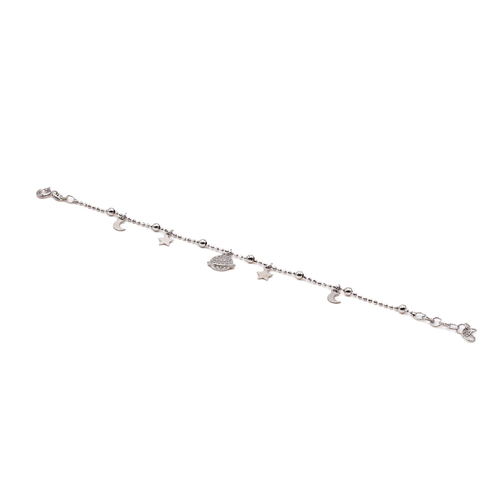 Bracciale Donna Re Mida Argento 925 Charm Stella Saturno Zirconi Bianchi B007