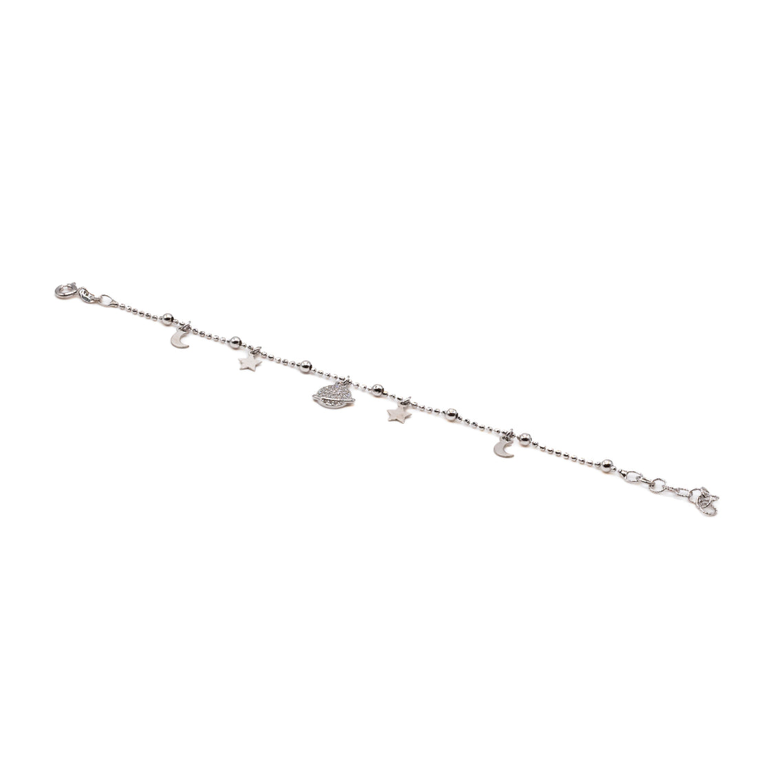 Bracciale Donna Re Mida Argento 925 Charm Stella Saturno Zirconi Bianchi B007