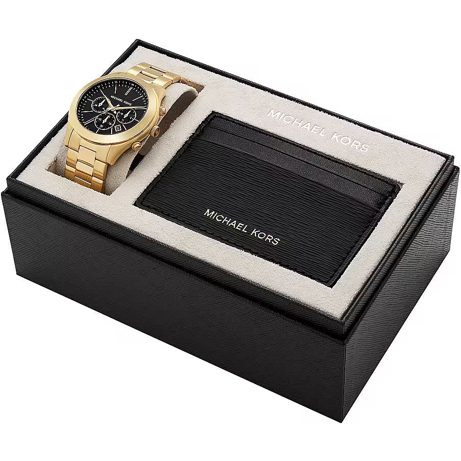 Orologio Unisex Michael Kors Box Set Acciaio Dorato Portacarte Nero MK1076SET