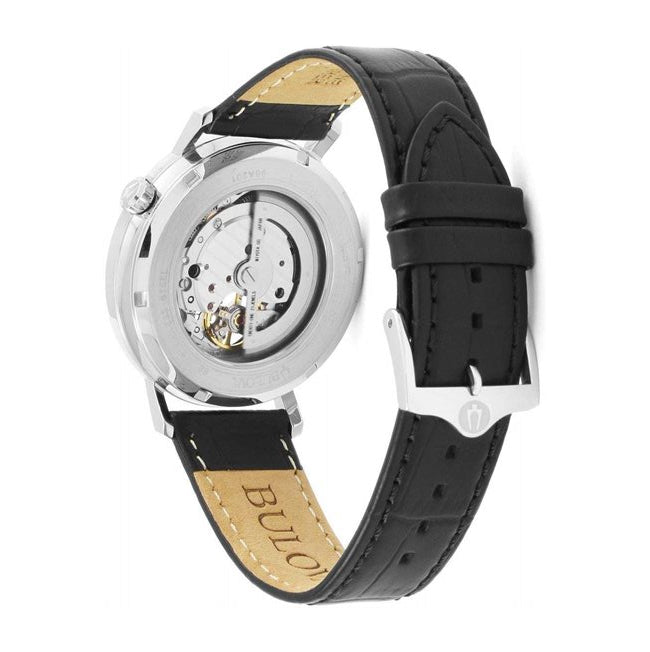 Orologio Uomo Bulova Automatico Aerojet Open Heart Pelle Nero Acciaio 96A201