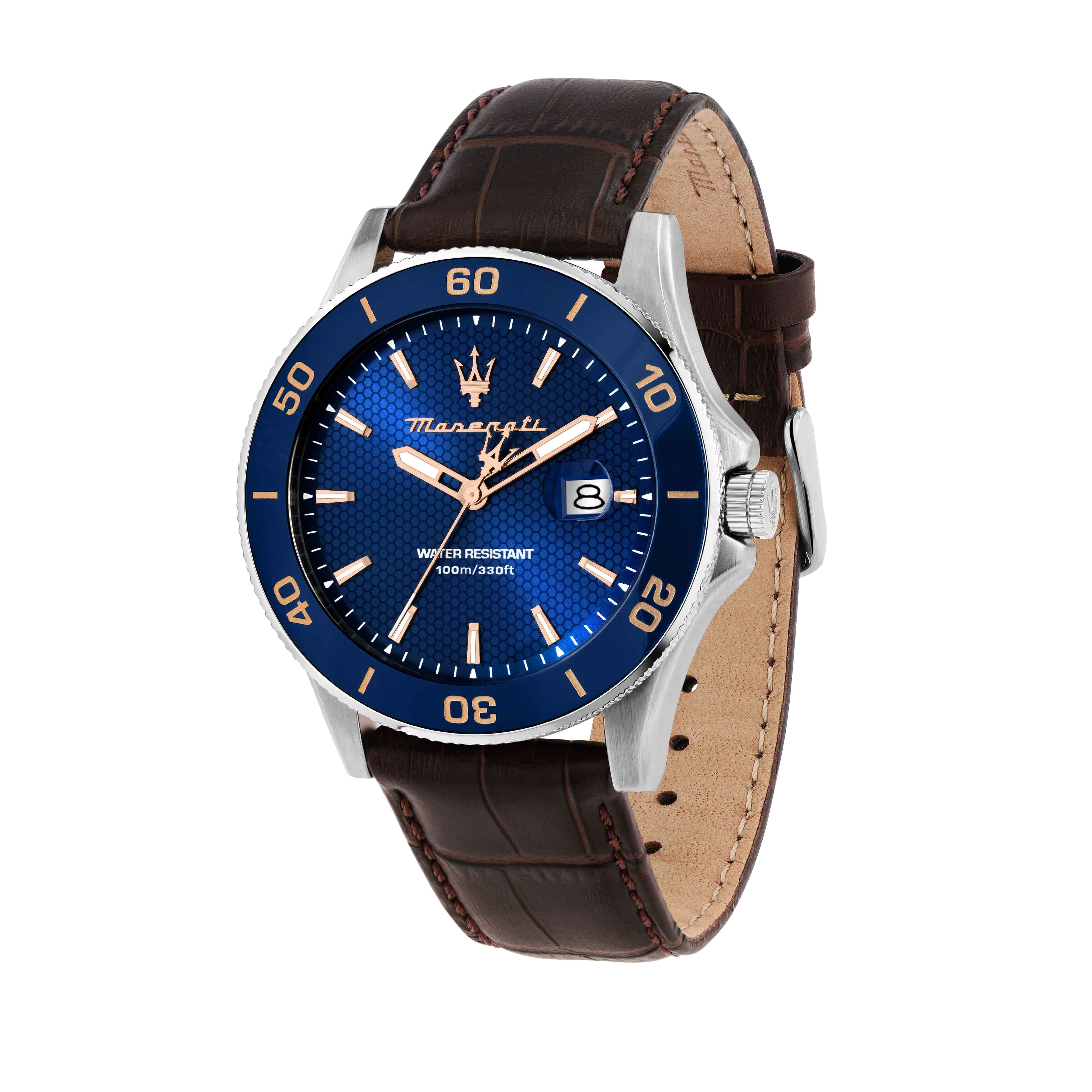 Orologio Uomo Maserati Acciaio Satinato Quarzo Solo Tempo Blu Data R8851100004