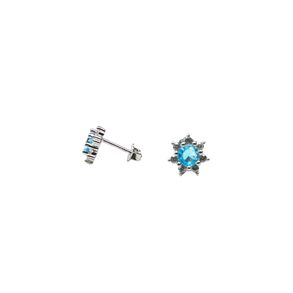 Orecchini Donna Re Mida Argento Punto Luce Cestino Zircone Azzurro OR DJV-01