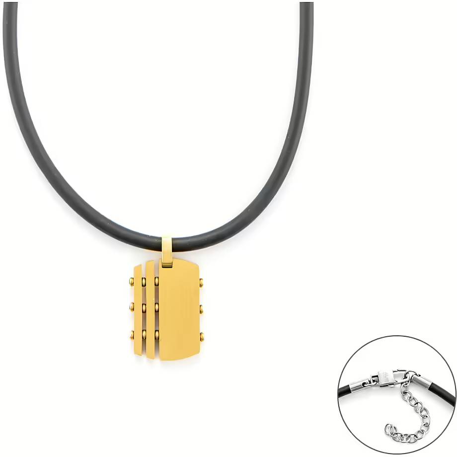 Collana Uomo 4us cesare paciotti filo in Gomma e acciaio dorato 4UCL6395