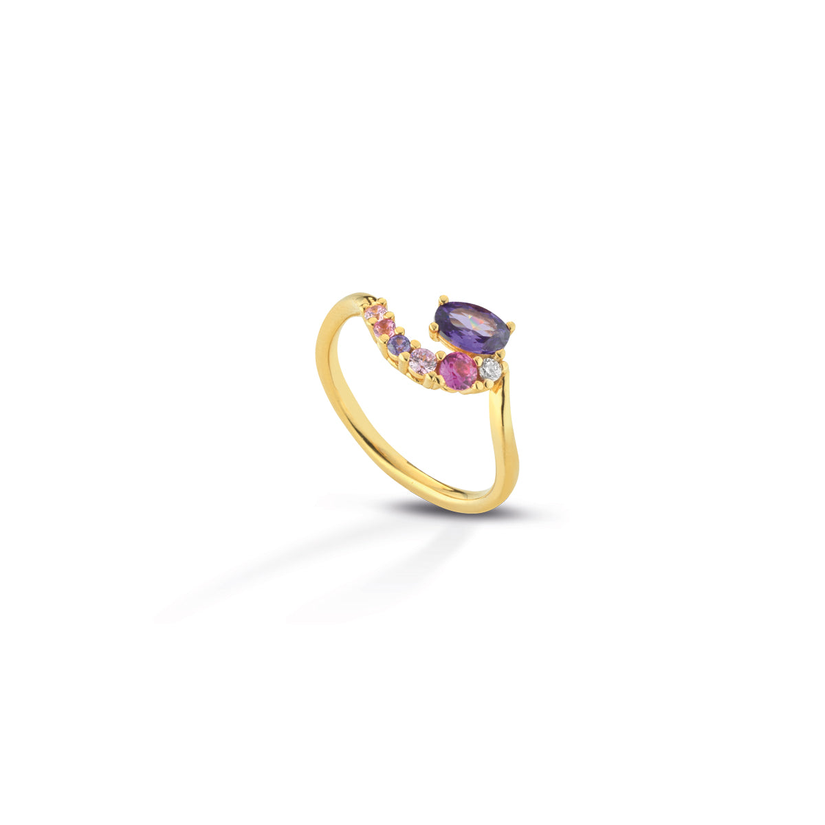 Anello Donna Kulto 925 Argento Dorato Zirconi Bianchi e Zirconi Vari Colori KR925-048-14