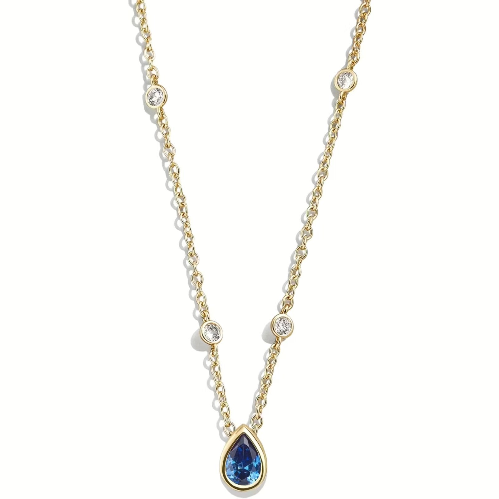 Collana Donna Liu Jo Acciaio Dorato Zircone Blu a goccia LJ2744