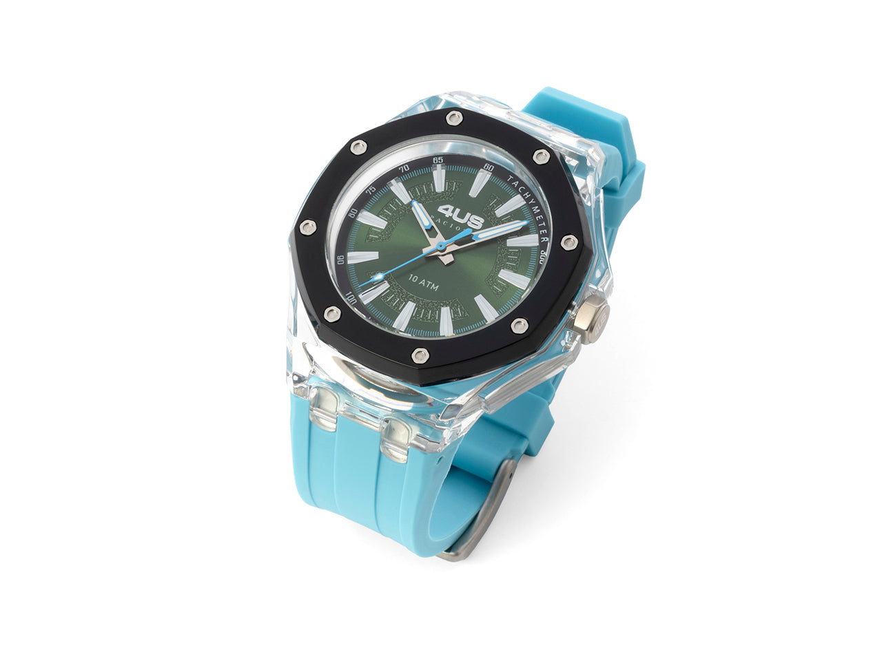 Orologio Uomo 4US Cesare Paciotti Quarzo Solo Tempo Gomma Turchese T4ST417