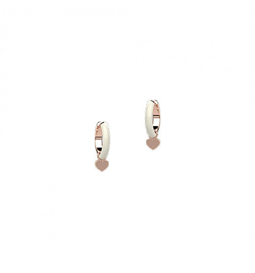 Orecchino Bambina Nanan Argento Rosè 925 Cerchio Smalto Bianco Cuore Clip NAN0328