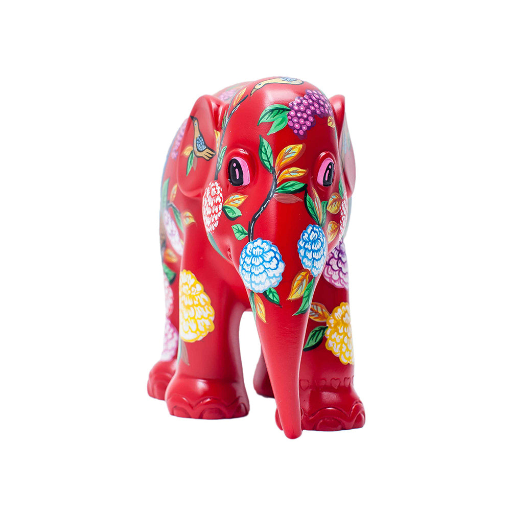 Scultura Elefante Onlylux Peacock Garden 20 cm Resina Dipinto A Mano 8858831237452