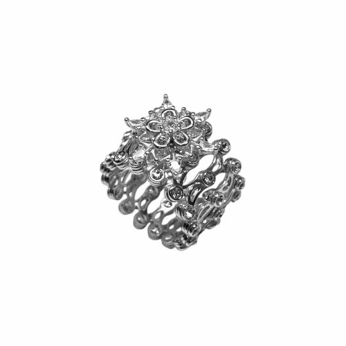 Anello-Bracciale Donna Re Mida Argento Bianco Estendibile Zirconi Fascia-2