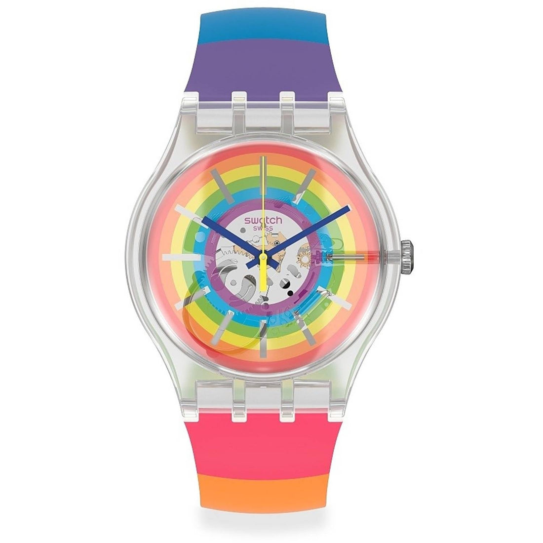 Orologio Uomo Gomma Swatch Quarzo Solo Tempo Rainbow Open Summer SUOK148