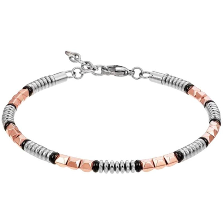 Bracciale Uomo Zancan Acciaio Rondelle Elementi Geometrici Rosè UHB087