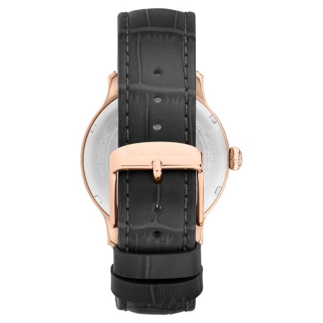 Orologio Uomo Maserati Epoca Slim Nero Acciaio Rosè Pelle Nero Quarzo Data R8851118019