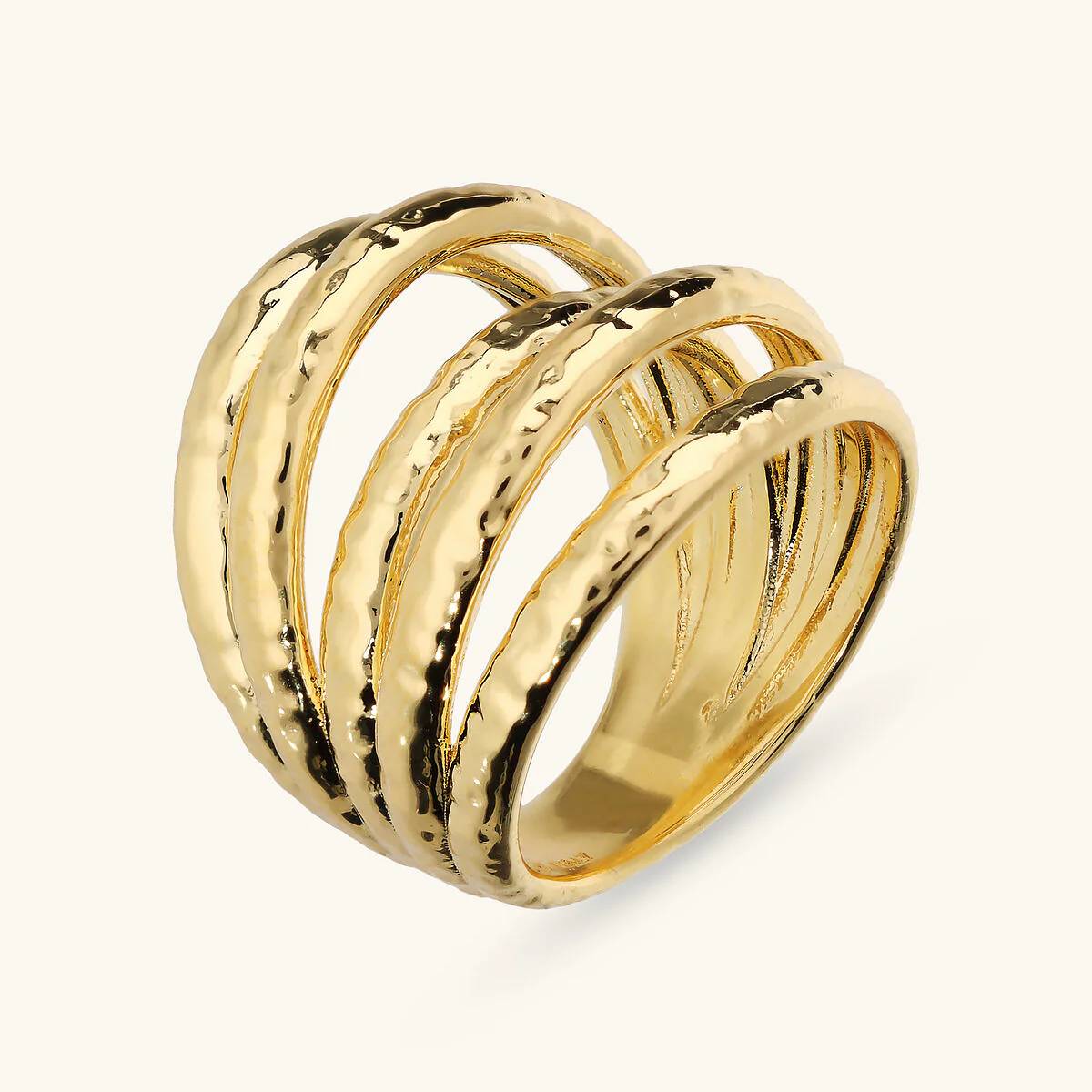 Anello Donna Etrusca Bronzo Dorato Fascia Multifilo WSET00870.YG