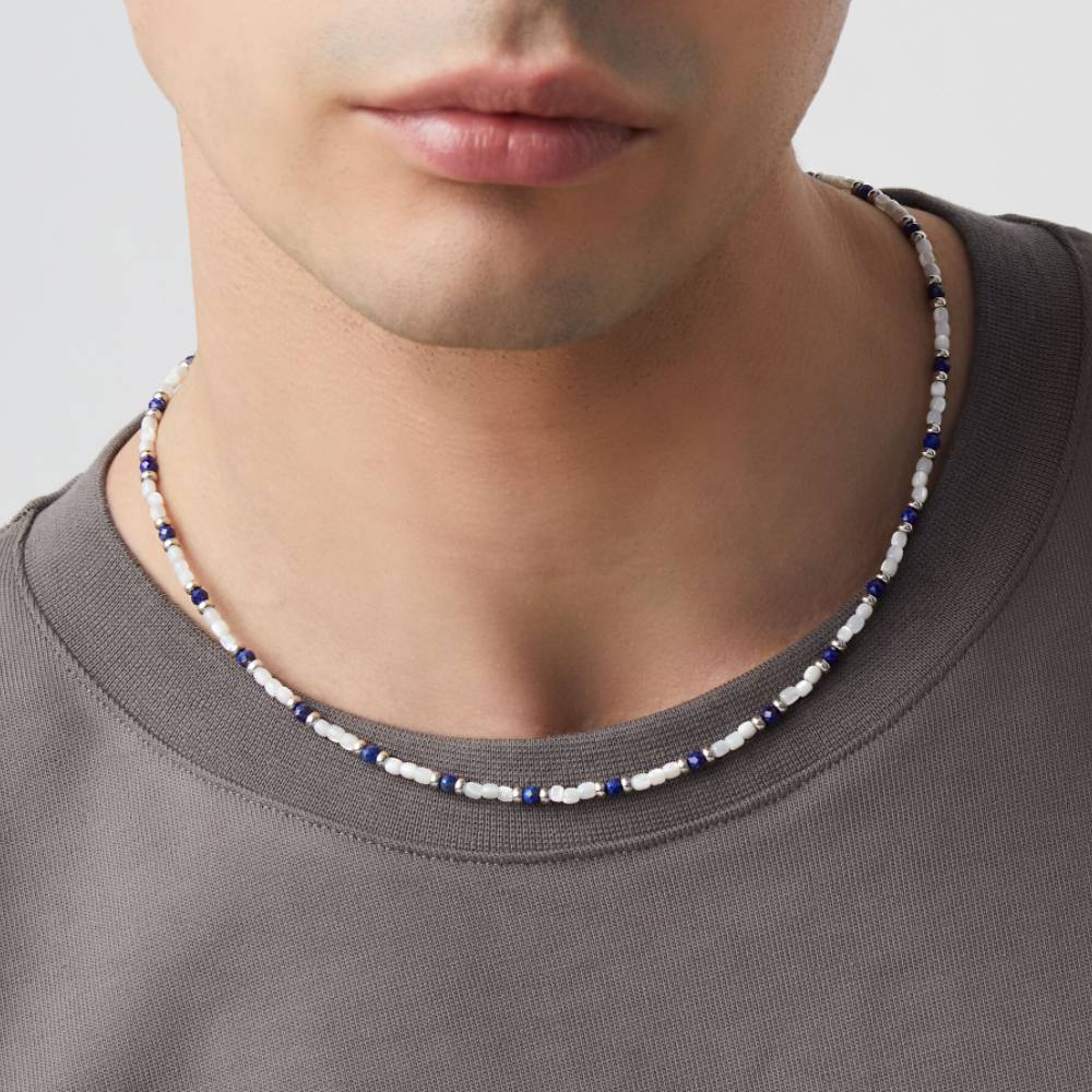 Collana Uomo Giovanni Raspini Argento 925 Girocollo Madreperla Lapislazzuli 12222
