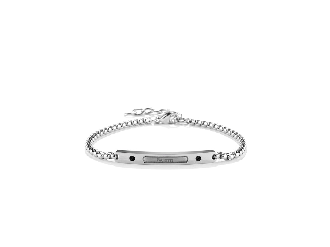 Bracciale Uomo 4US Cesare Paciotti Maglia Acciaio Forzatina Targa 4UBR6152