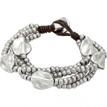 Bracciale Donna Uno De 50 Multifilo Cuoio Marrone Monetine