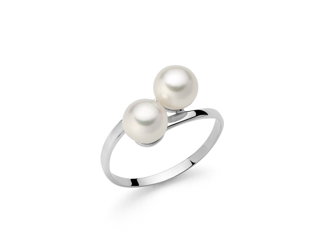 Anello Donna Miluna Oro Bianco 375 Bilogy Perle PLI947X