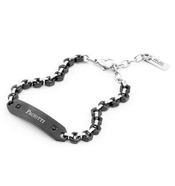 Bracciale Uomo 4US Cesare Paciotti Acciaio Targa Centrale Nera 4UBR4090