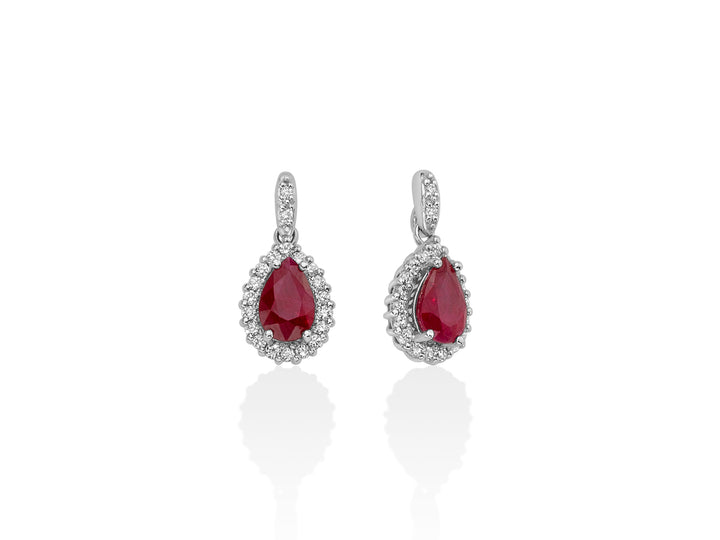 Orecchini Donna Miluna Oro Bianco 18 KT Diamanti Rubino Rosso ERD2625