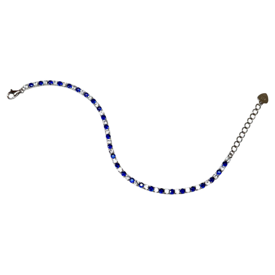 Bracciale Unisex Re Mida Tennis Argento 925 Zirconi Blu Bianchi BR DJV-18B