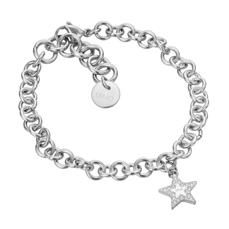 Bracciale Donna Liu Jo Acciaio Catena Lucida Stella Zirconi Bianchi LJ2194