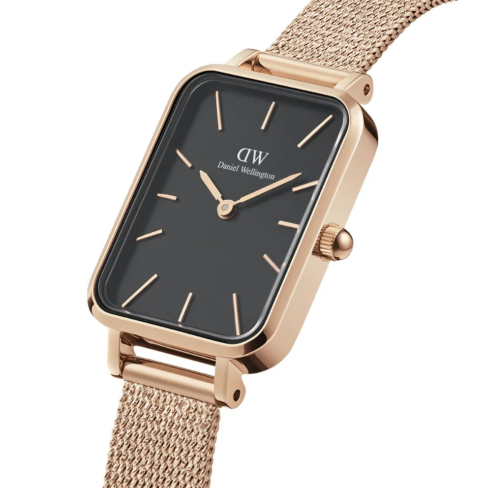 Orologio Donna Daniel Wellington Acciaio Rosè Quadro 20 x 26 mm Nero DW00100432