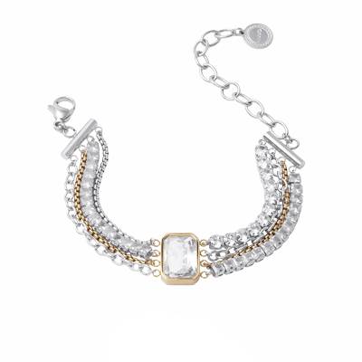 Bracciale Donna Liu Jo Acciaio Multicatena Bicolore Zircone LJ3092