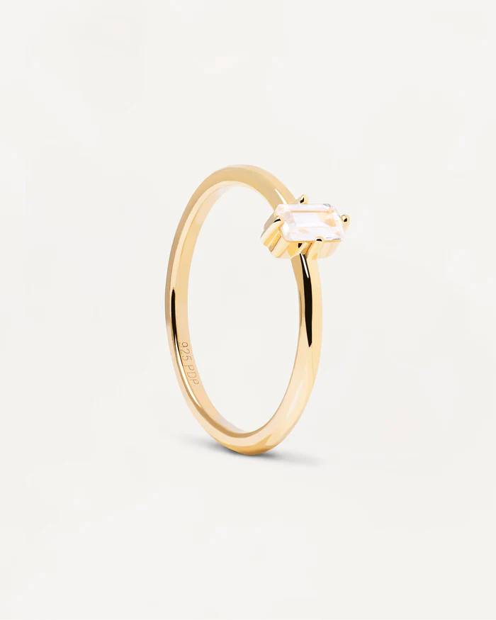 Anello Donna PDPaola Argento Dorato 925 Zircone Baguette AN01-806-14