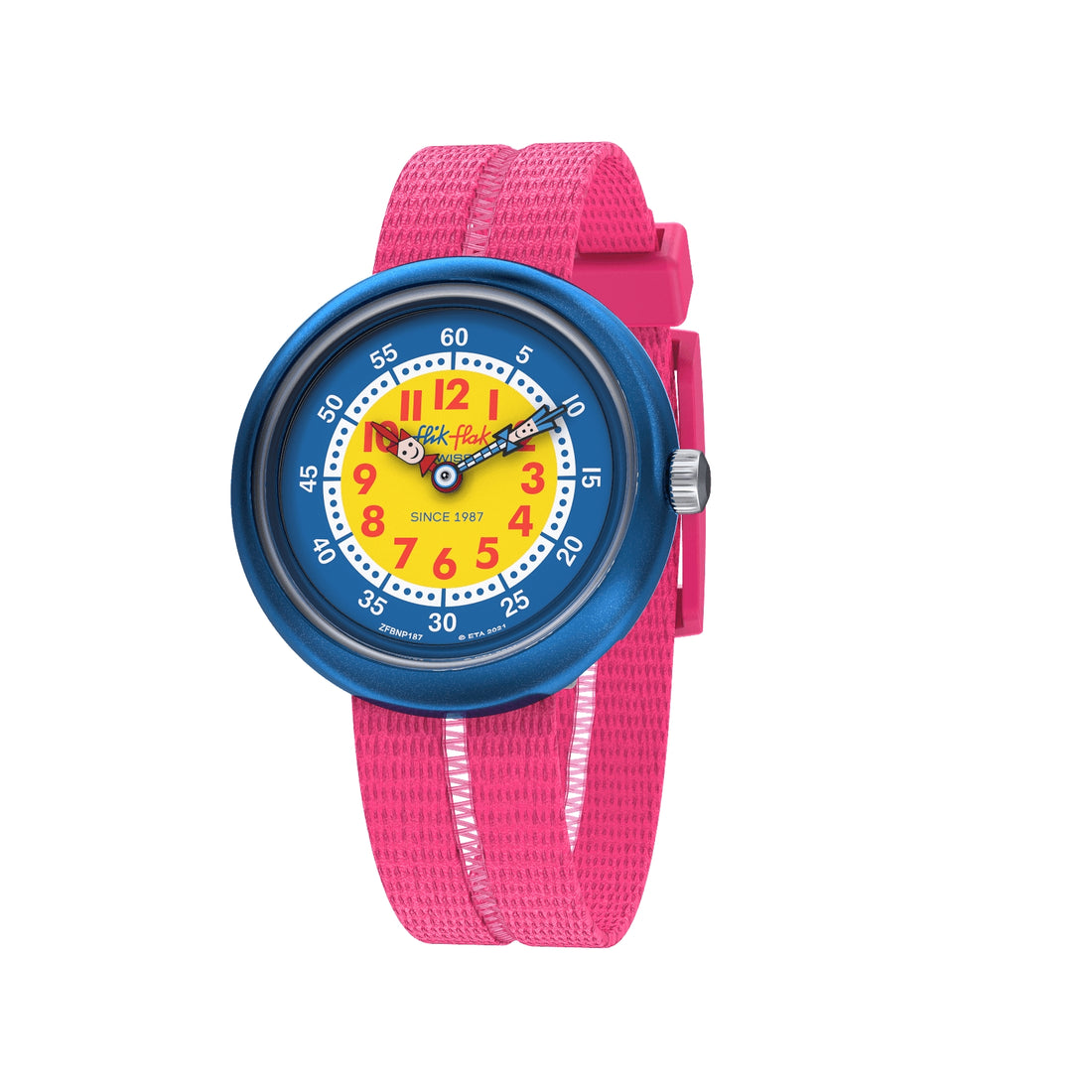 Orologio Bambina Swatch Flik Flak Quarzo Solo Tempo Rosa Numeri ZFPNP190