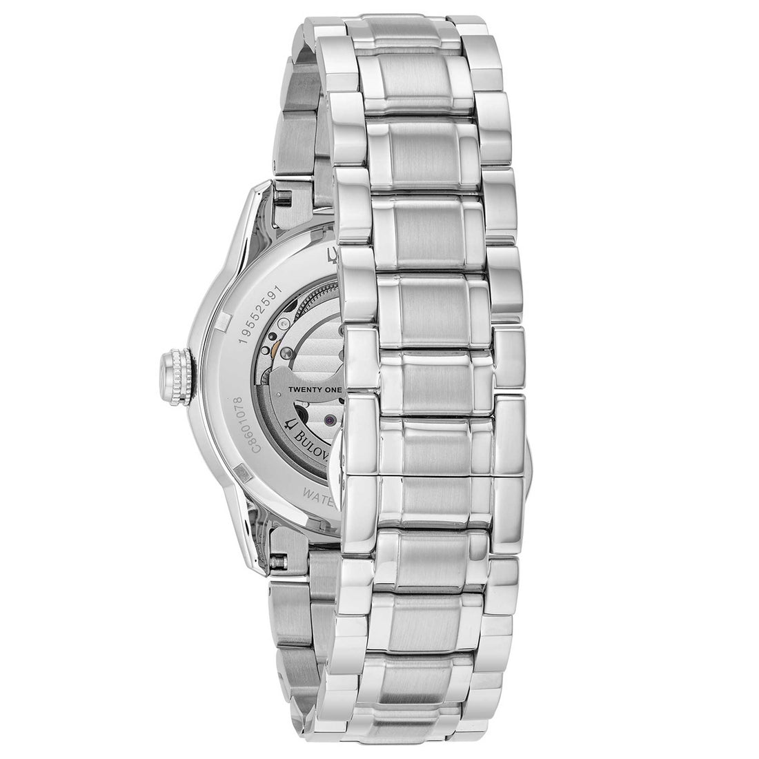 Orologio Uomo Bulova Automatico Sutton Bianco Acciaio Blu Open Heart 96A118