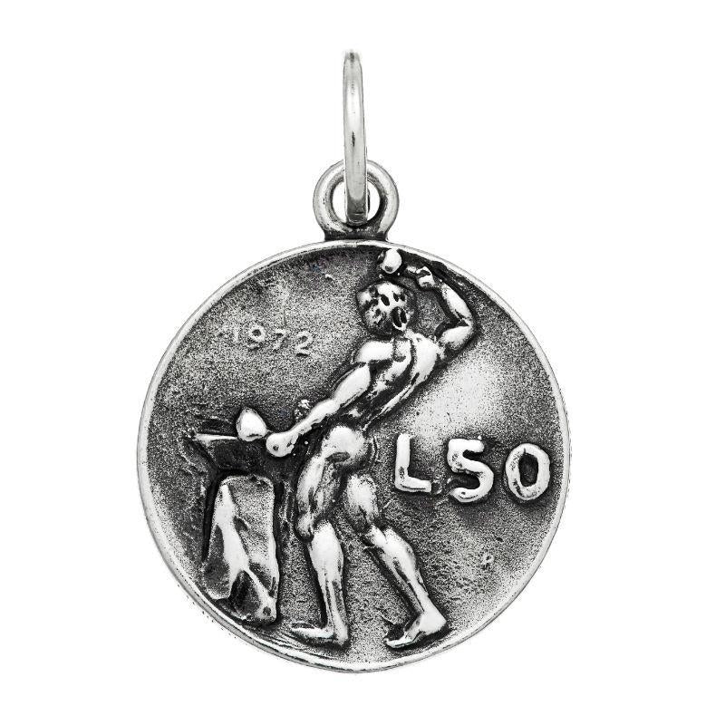 Charm Unisex Giovanni Raspini Argento 925 Moneta 50 Lire Realizzato A Mano 09459