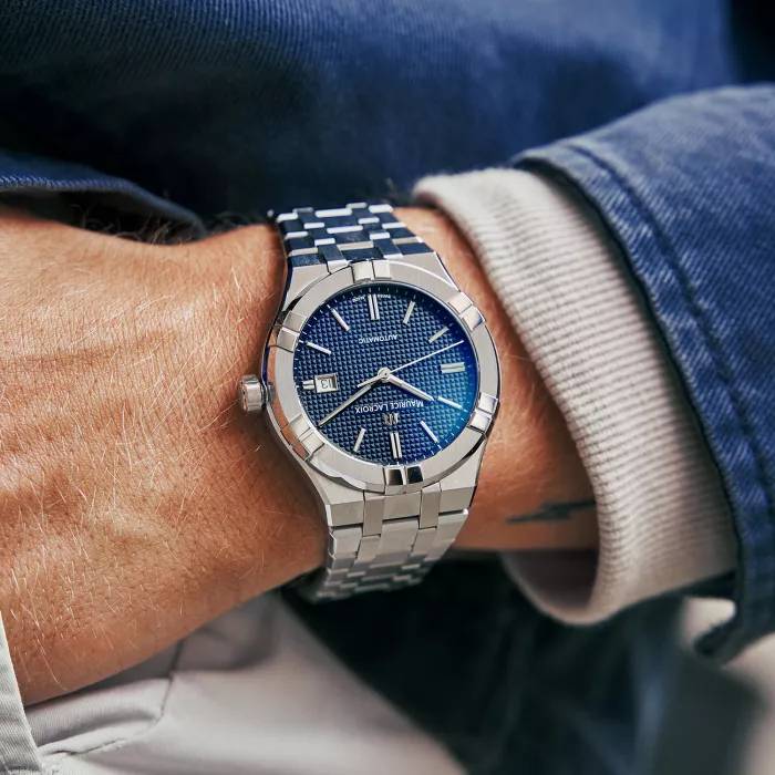 Orologio Uomo Maurice Lacroix Aikon Data Automatico Blu AI6008-SS002-430-1