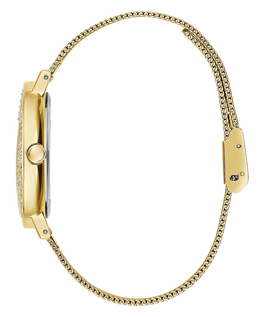 Orologio Donna Guess Quarzo Solo Tempo Zirconi Acciaio Dorato Maglia Milano GW0477L2