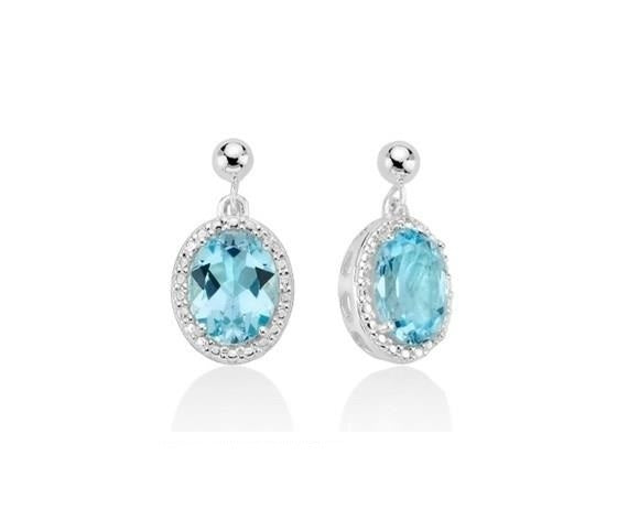 Orecchini Donna Miluna Argento 925 e topazio azzurro ovale ERD2547