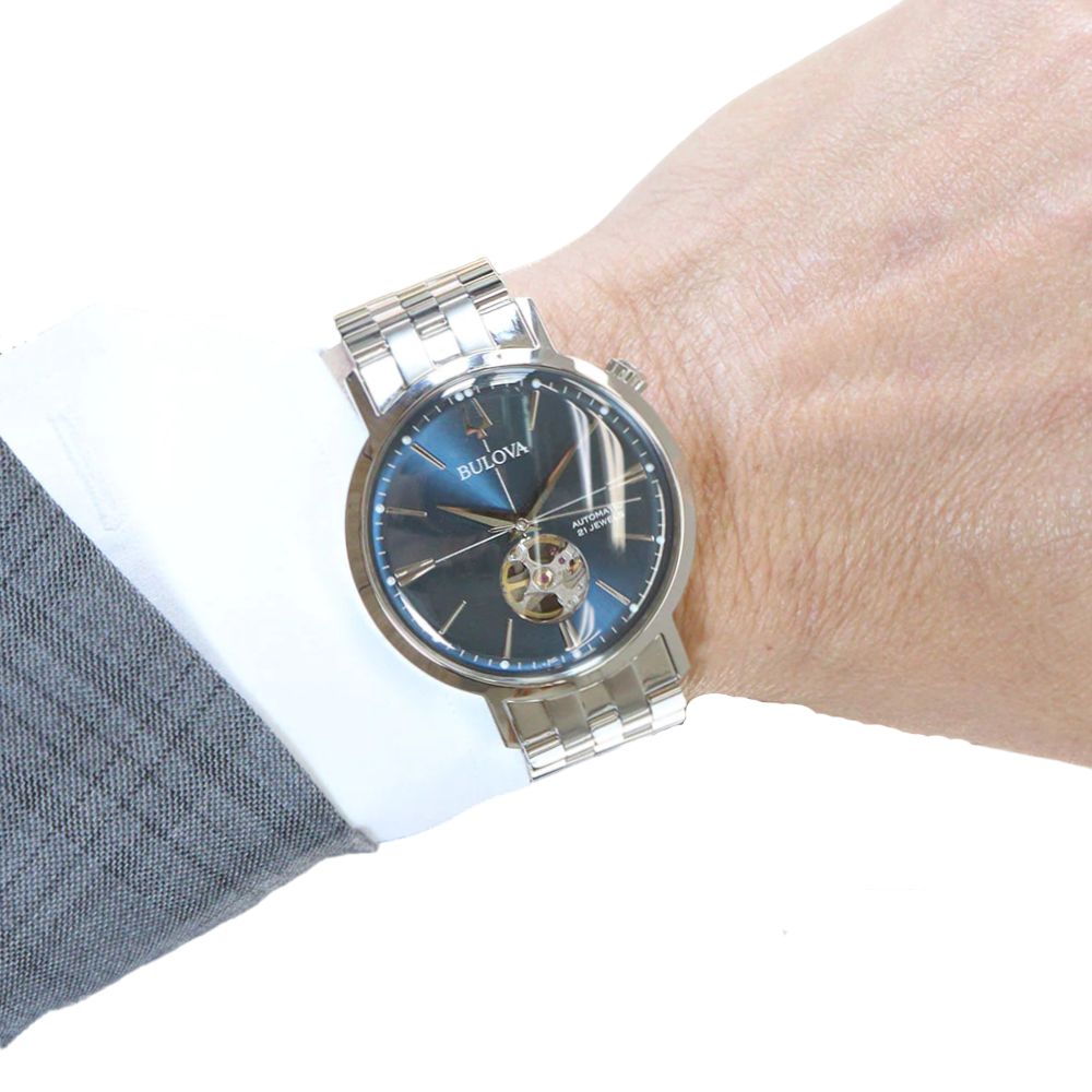 Orologio Uomo Bulova Automatico Aereojet Acciaio Satinato Lucido Azzurro 96A277