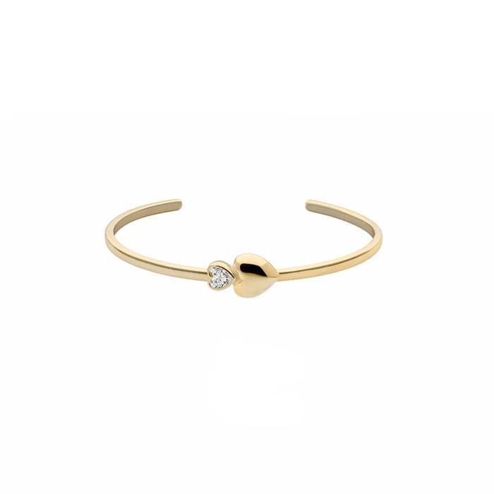 Bracciale Donna Liu Jo Argento 925 Dorato Bangle Cuori Zircone Bianco ALJ275